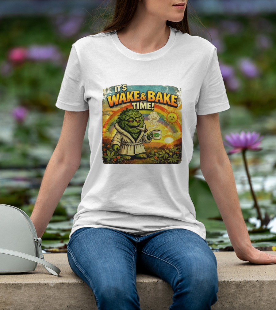 It's Wake And Bake Time Chief Greenbud Smoking Rainbow Sun Cannabis T-Shirt
