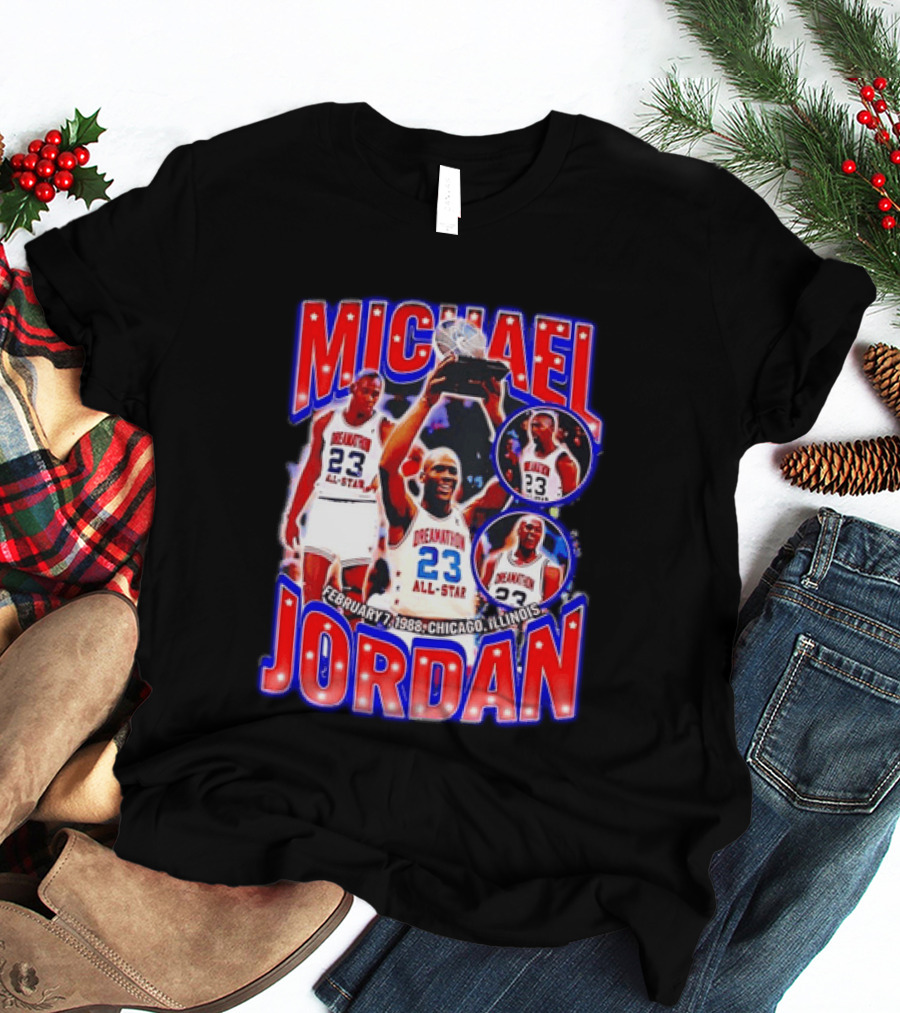 Michael Jordan February 7 1988 Chicago Illinois All Star Trophy Dream Team 23 T-Shirt