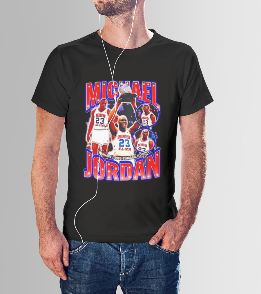 Michael Jordan February 7 1988 Chicago Illinois All Star Trophy Dream Team 23 T-Shirt