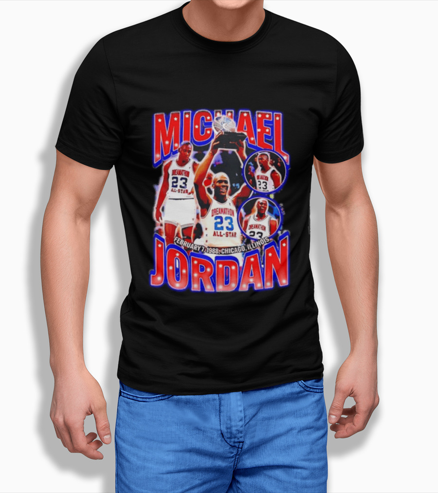 Michael Jordan February 7 1988 Chicago Illinois All Star Trophy Dream Team 23 T-Shirt