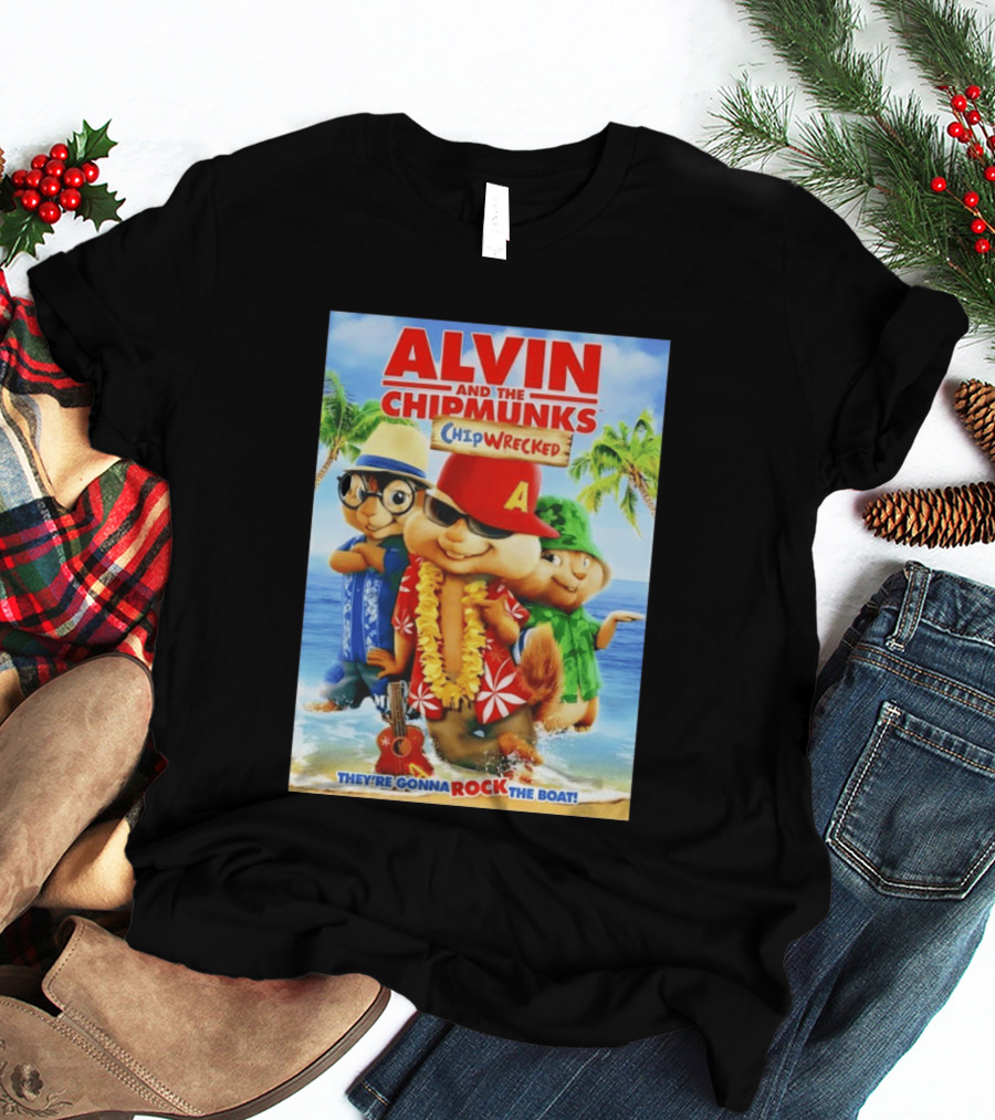 Alvin And The Chipmunks Chipwrecked They're Gonna Rock The Boat Beach Adventure T-Shirt