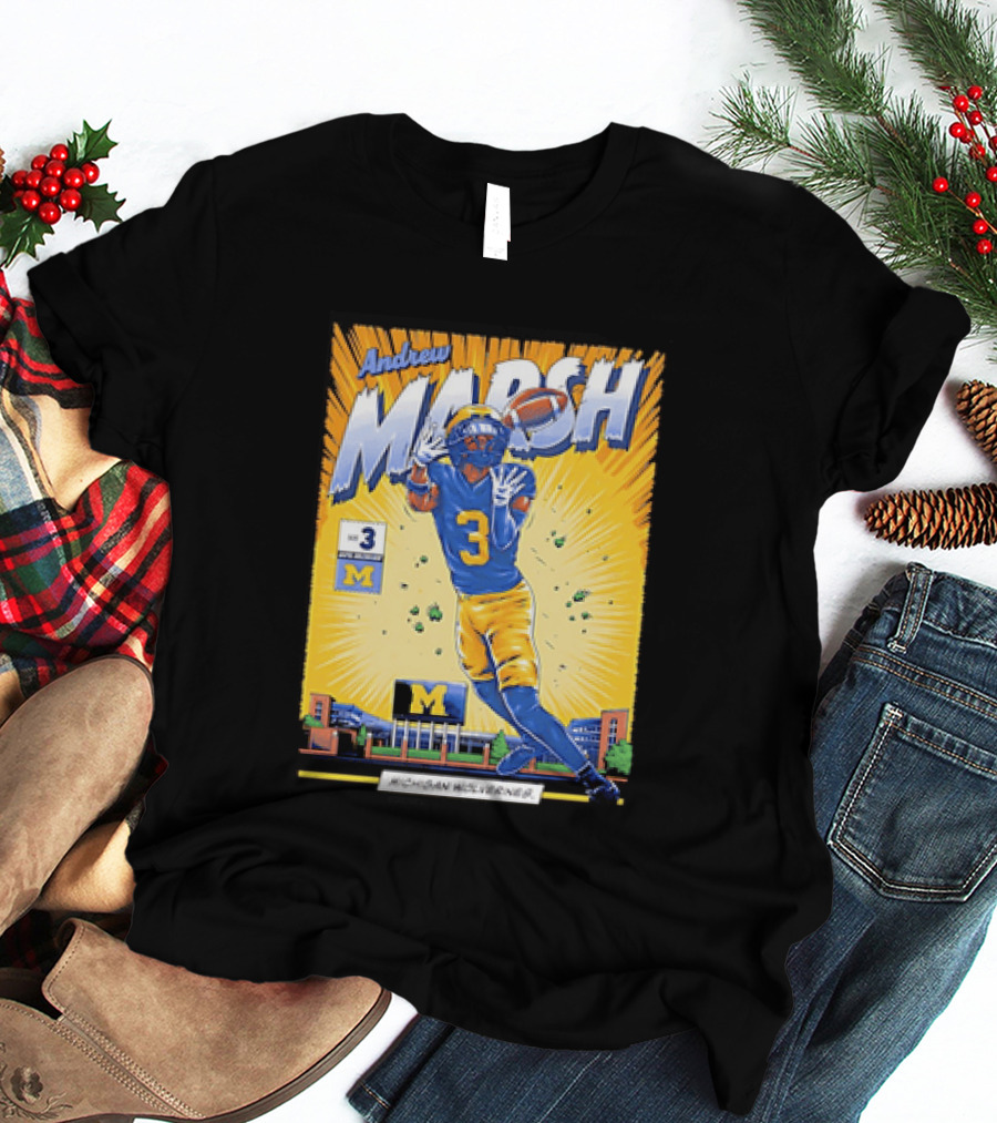Andrew Marsh Michigan Wolverines Football Player Number 3 Comic T-Shirt
