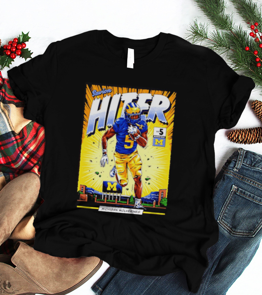 Savion Hiter Michigan Wolverines Football Number 5 Comic T-Shirt