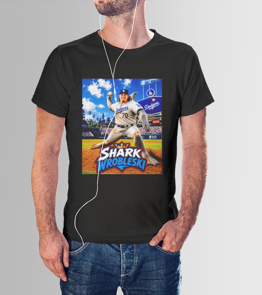 Shark Wrobleski Los Angeles Dodgers No 70 Iconic Baseball Player Fantasy T-Shirt