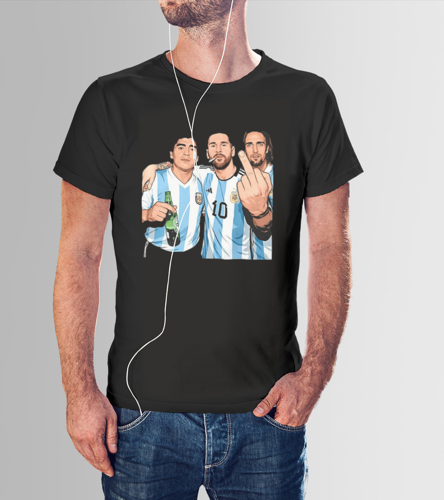 Messi Maradona Batistuta Argentina Football Legends T-Shirt