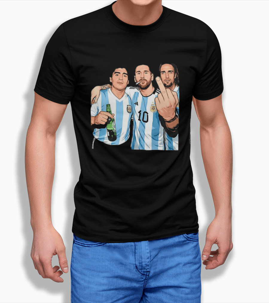 Messi Maradona Batistuta Argentina Football Legends T-Shirt