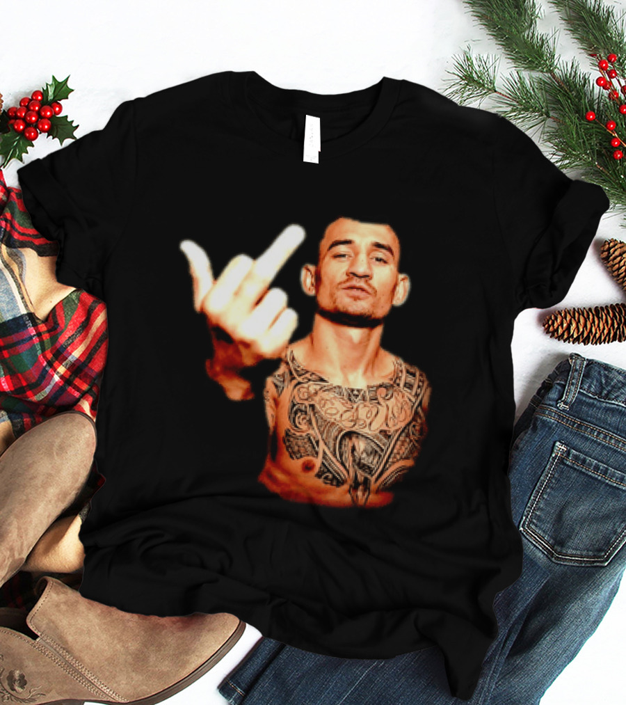 Max Holloway UFC Fighter Pose Middle Finger Tattoo T-Shirt