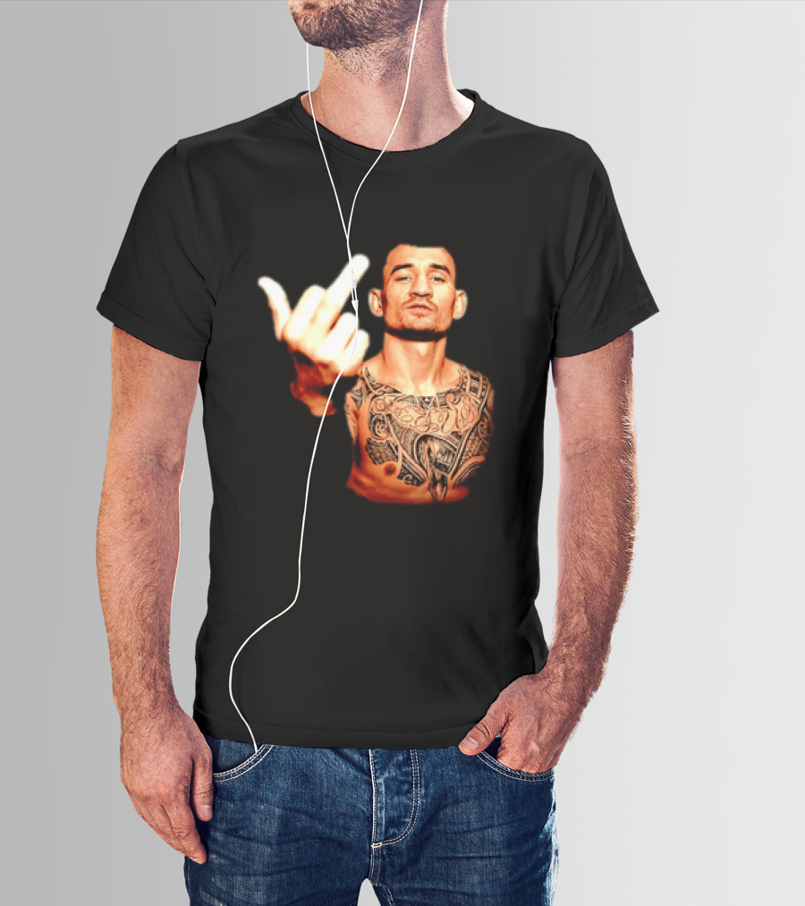 Max Holloway UFC Fighter Pose Middle Finger Tattoo T-Shirt