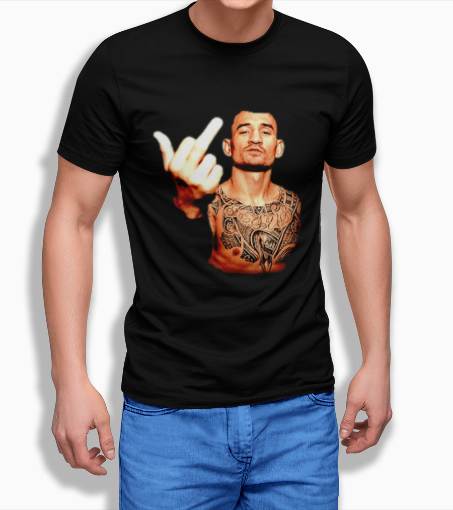 Max Holloway UFC Fighter Pose Middle Finger Tattoo T-Shirt
