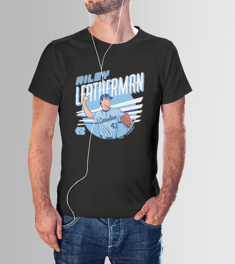 North Carolina Tar Heels Riley Leatherman Baseball Carolina 43 T-Shirt