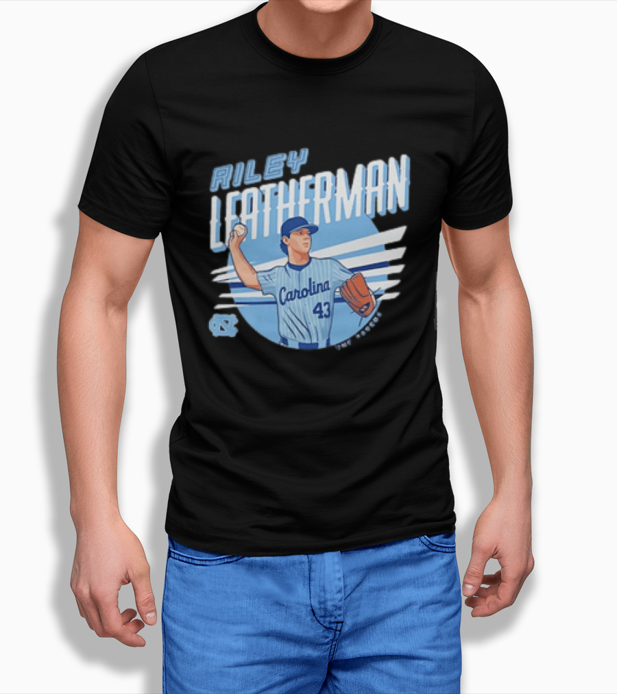 North Carolina Tar Heels Riley Leatherman Baseball Carolina 43 T-Shirt