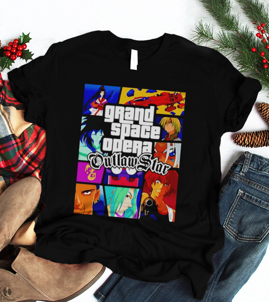 Grand Space Opera Outlaw Star Anime Characters Collage T-Shirt
