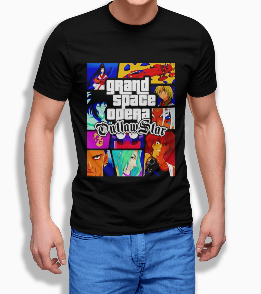 Grand Space Opera Outlaw Star Anime Characters Collage T-Shirt