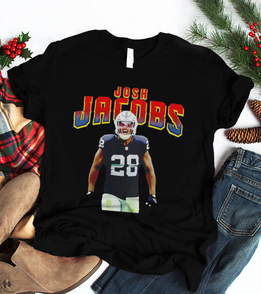 Josh Jacobs Number 28 Raiders NFL Celebration T-Shirt