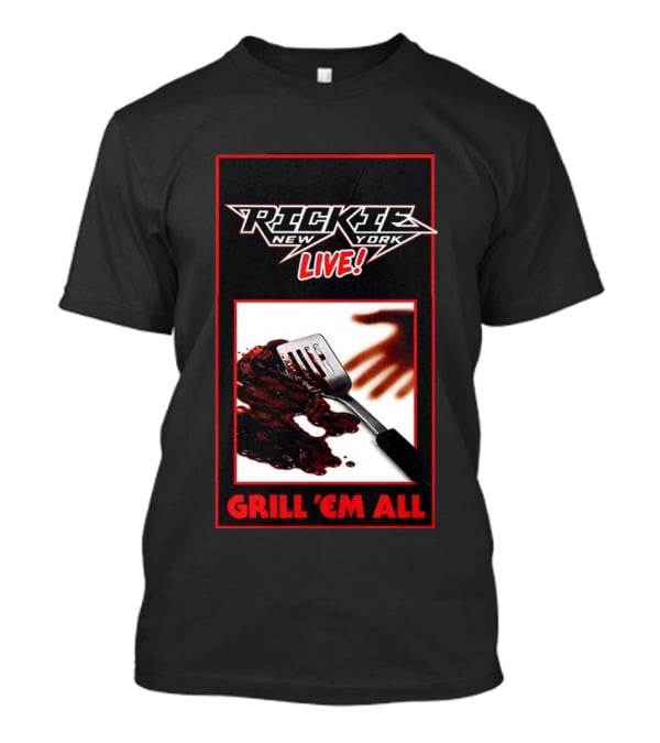 Rickie New York Live Grill Em All Spatula Design With Metal Music Influence T-Shirt