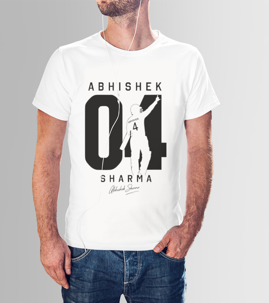 Abhishek Sharma 04 Indian Cricket Player Autograph T-Shirt
