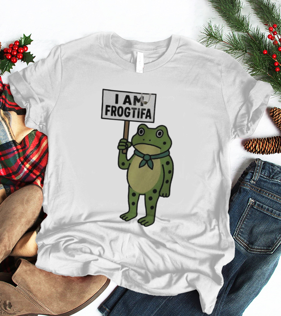 I AM FROGTIFA Frog Holding Sign T-Shirt