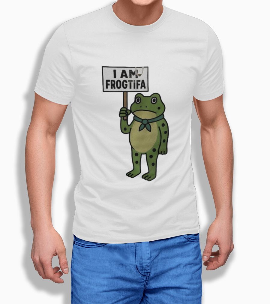 I AM FROGTIFA Frog Holding Sign T-Shirt