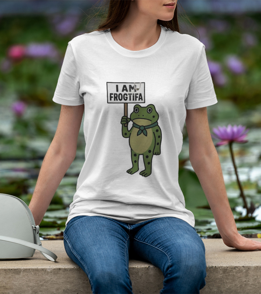 I AM FROGTIFA Frog Holding Sign T-Shirt
