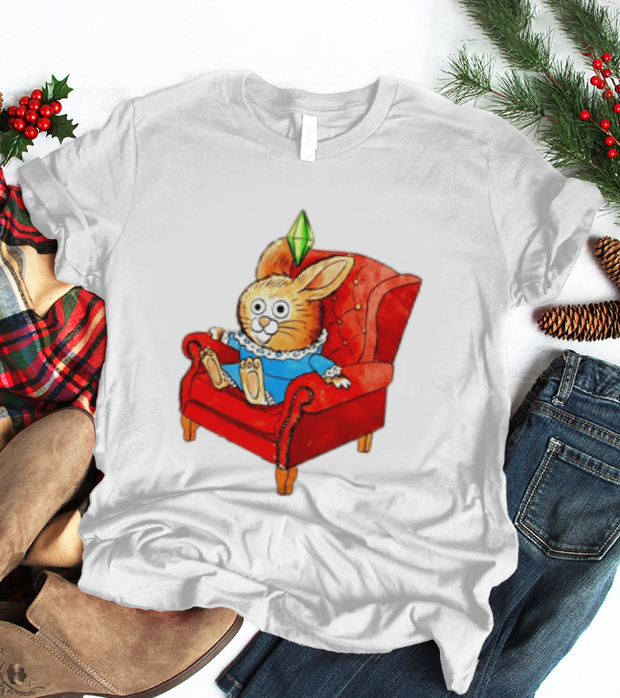 Rabbit They're Turning Me Into A Data Center Tomorrow Green Plumbob Red Couch Blue Dress T-Shirt