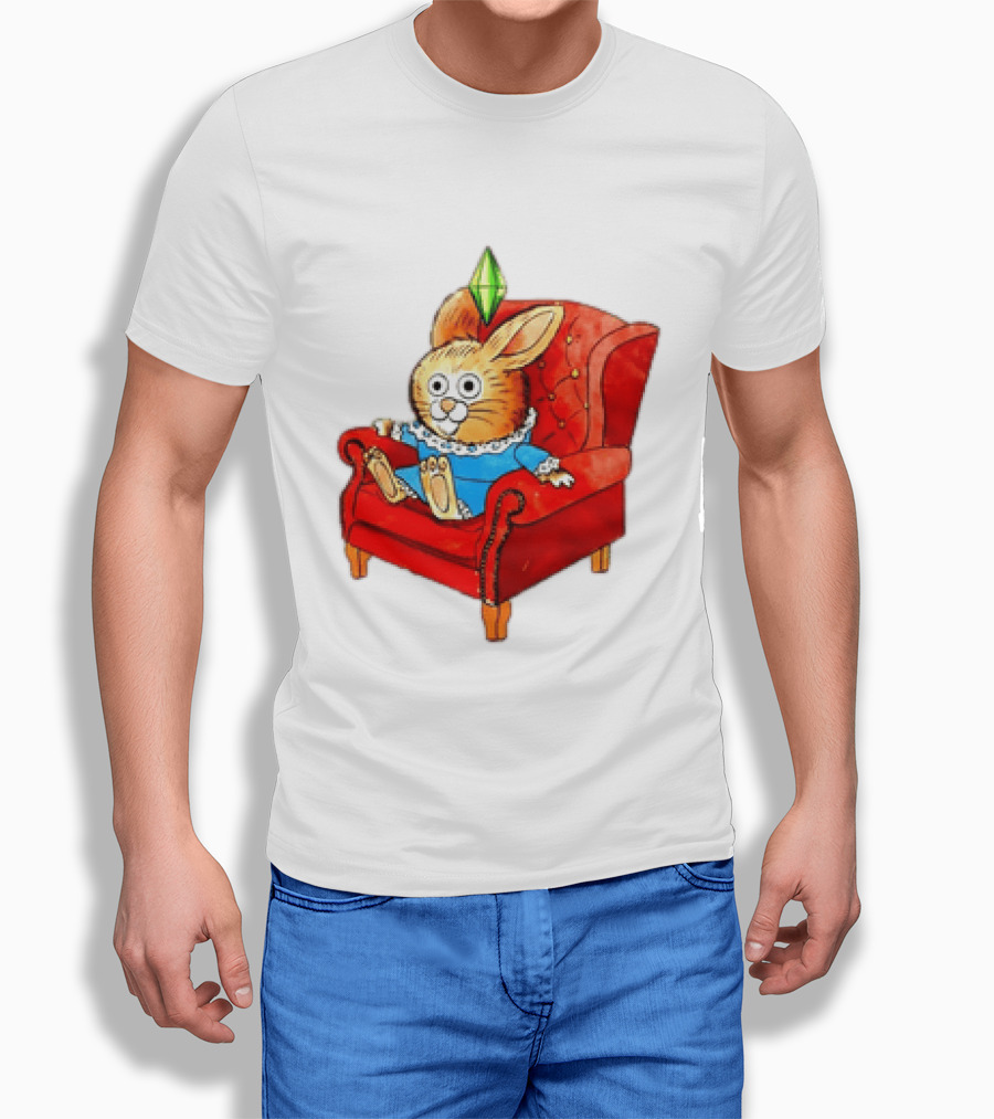 Rabbit They're Turning Me Into A Data Center Tomorrow Green Plumbob Red Couch Blue Dress T-Shirt