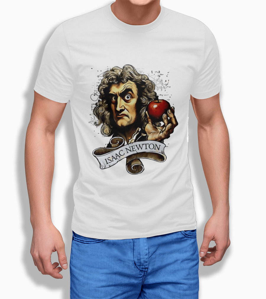 Isaac Newton Scientist With Apple Gravity Physics T-Shirt
