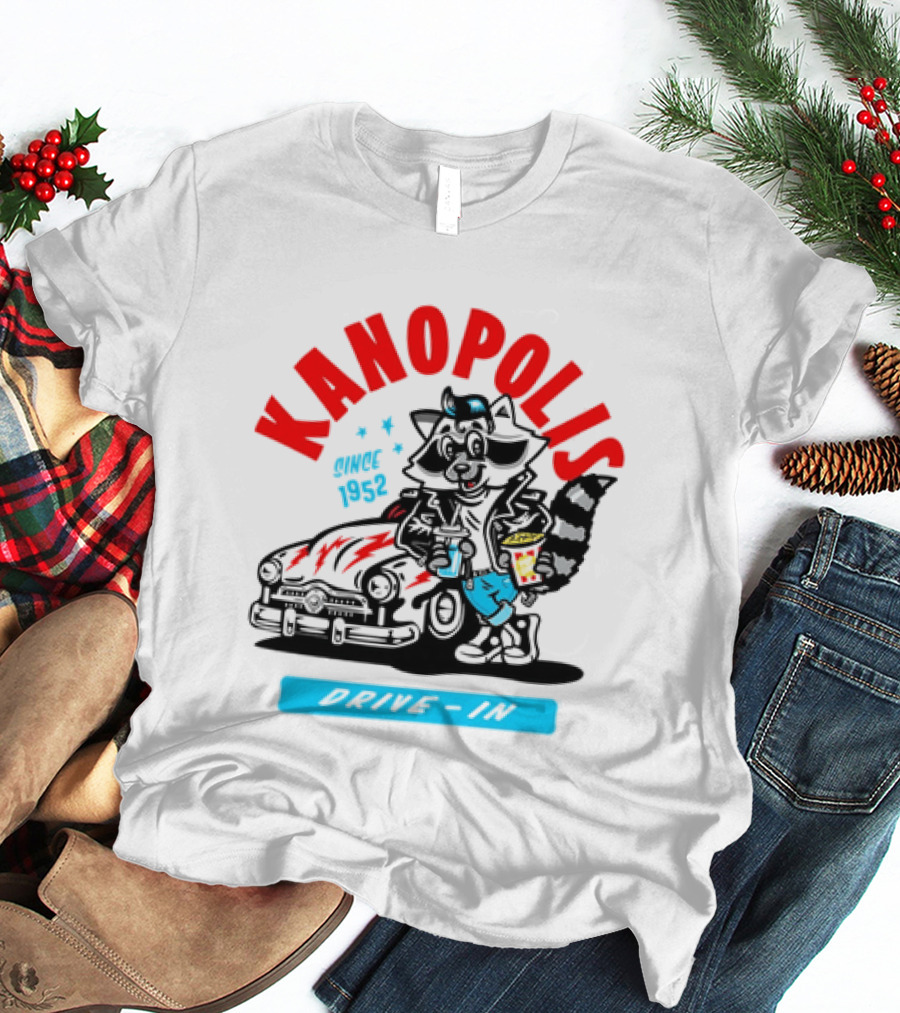 Kanopolis Drive In Since 1952 Raccoon Car T-Shirt