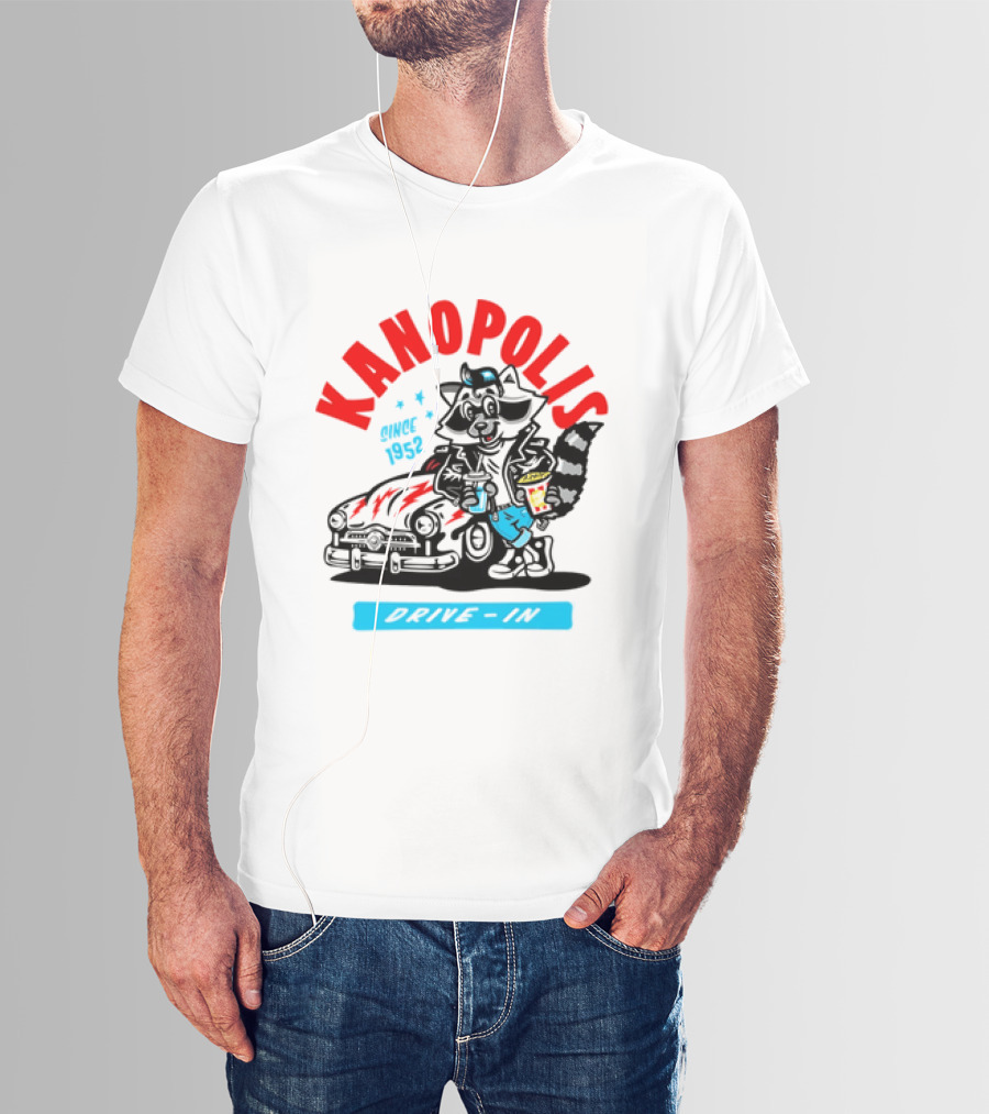 Kanopolis Drive In Since 1952 Raccoon Car T-Shirt