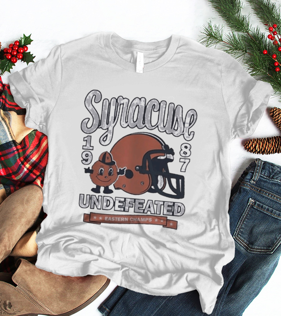 Syracuse 1987 Undefeated Eastern Champs Football Helmet Orange T-Shirt