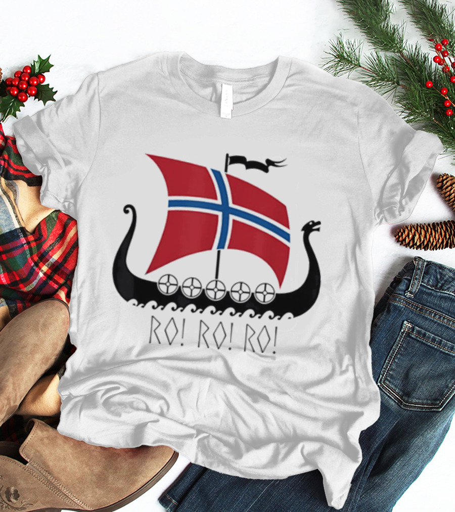 Viking Ship Norwegian Flag Ro Ro Ro T-Shirt