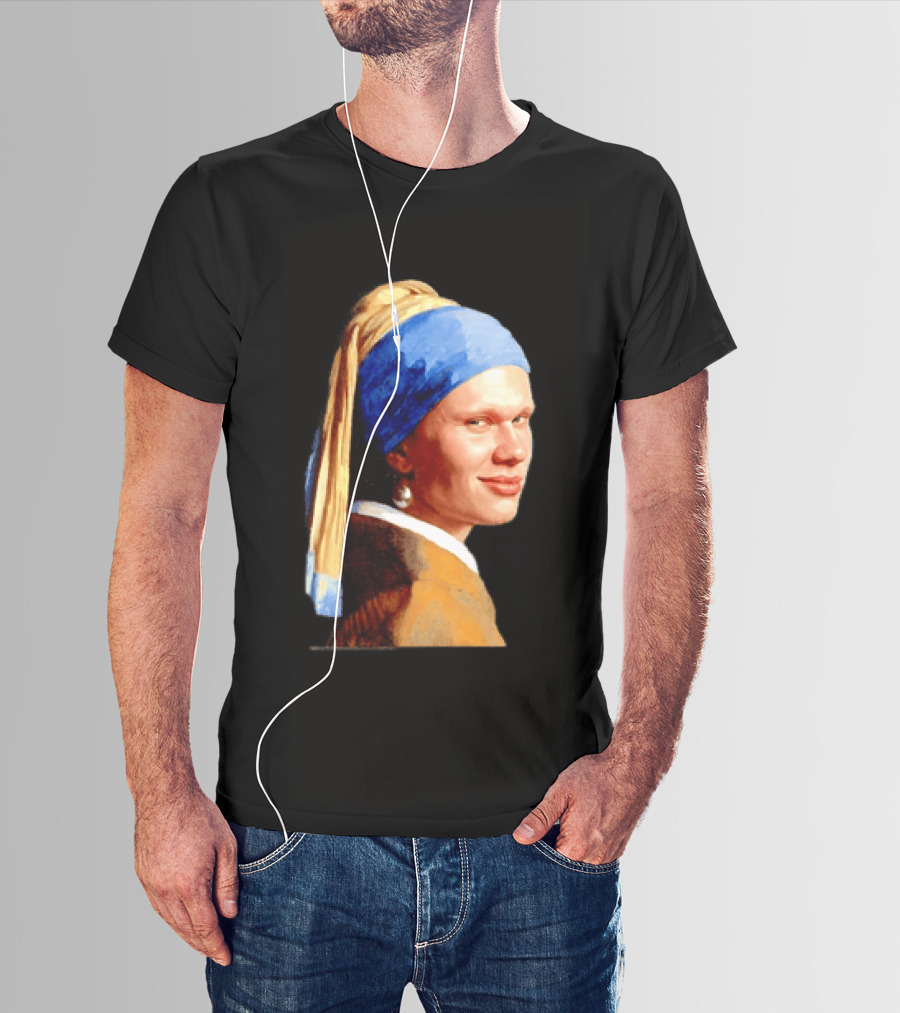 Erling Haaland Girl With A Pearl Earring Football T-Shirt
