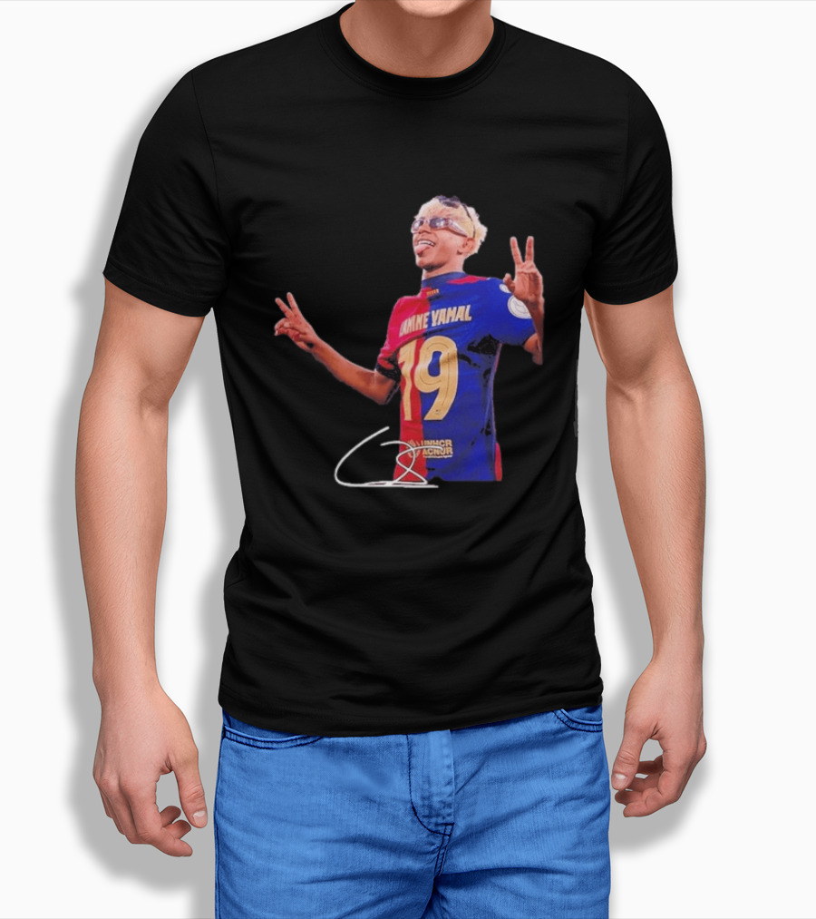 Lamine Yamal Barcelona Peace Sign Celebration 19 Jersey T-Shirt