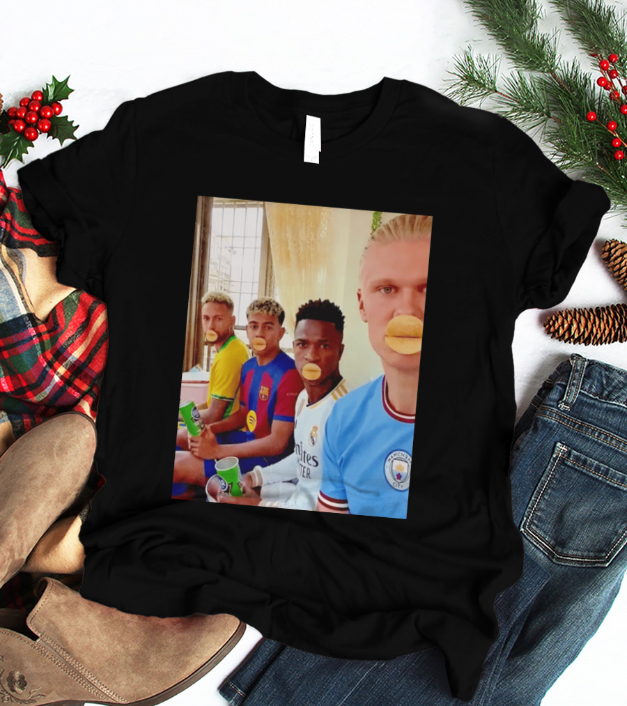 Neymar Vinicius Barcelona Real Madrid Manchester City Football Stars Chips T-Shirt
