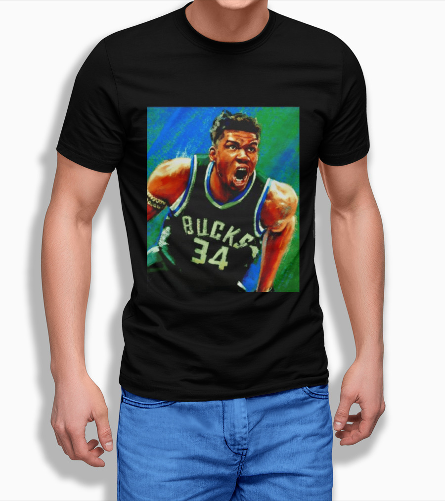 Giannis Antetokounmpo Bucks No 34 Jersey Art Basketball Star T-Shirt