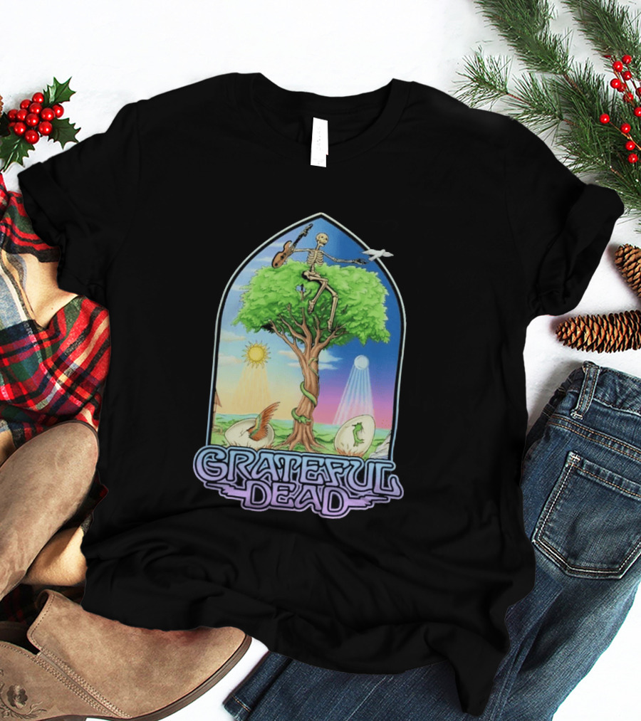 Grateful Dead Summer Magic Skeleton Guitar Tree Sunrise Sunset Fantasy T-Shirt