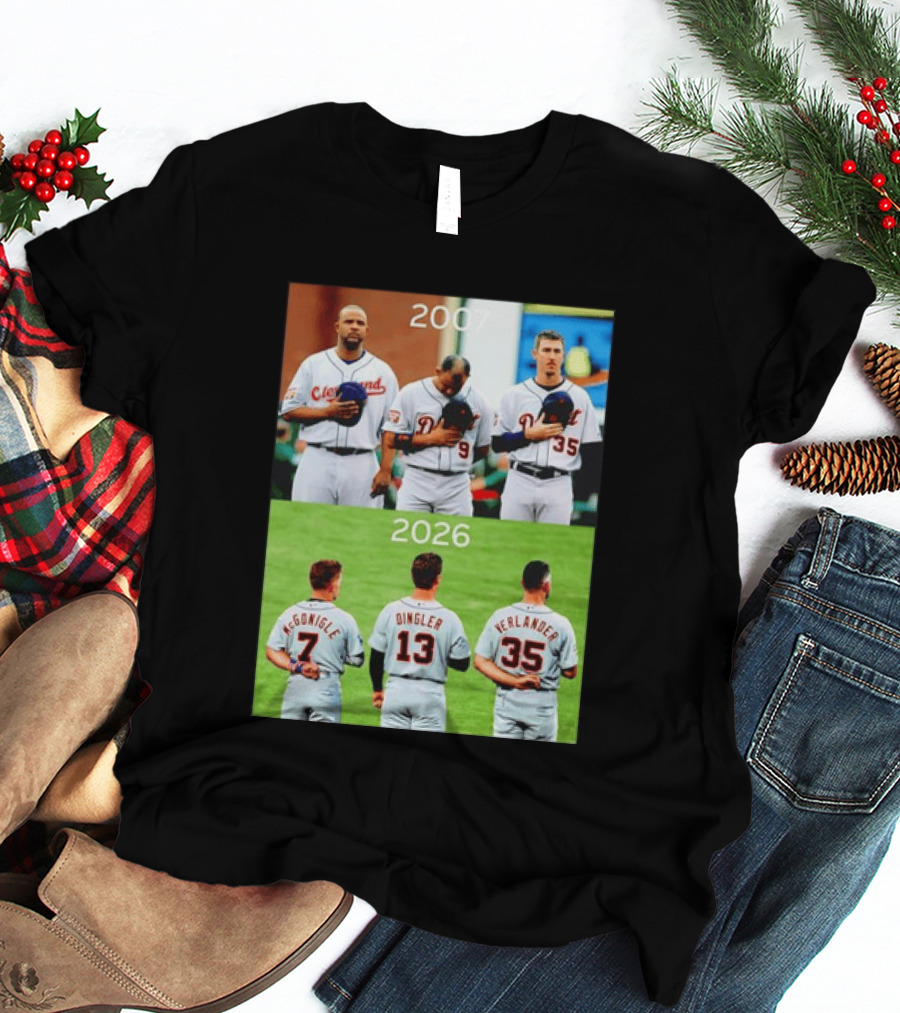 Detroit Tigers 2007 2026 McGonigle Dingler Verlander Comparison T-Shirt