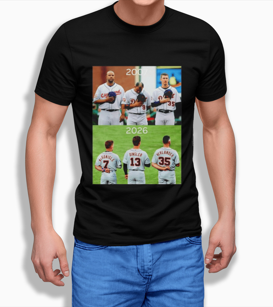 Detroit Tigers 2007 2026 McGonigle Dingler Verlander Comparison T-Shirt