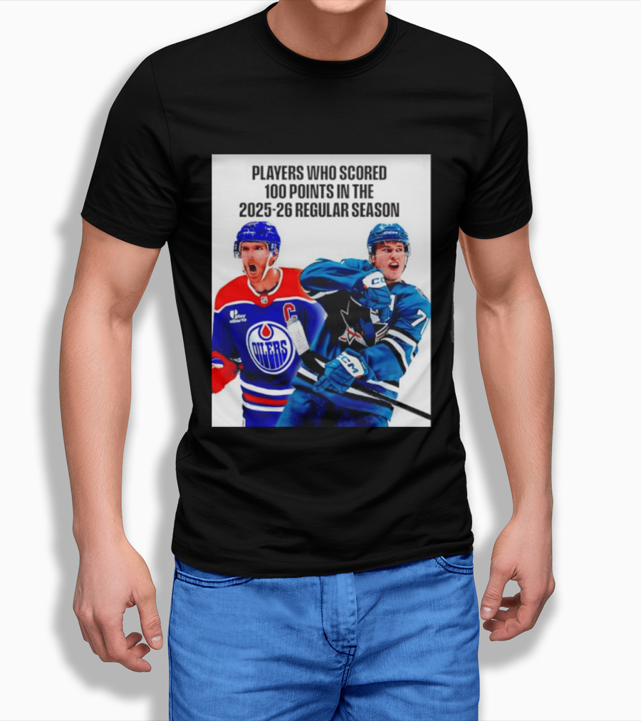 Edmonton Oilers San Jose Sharks 100 Points 2025 26 Regular Season Players T-Shirt