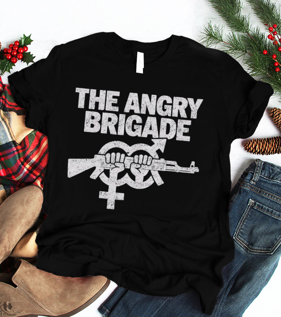 The Angry Brigade Symbol Fists Holding Rifle T-Shirt