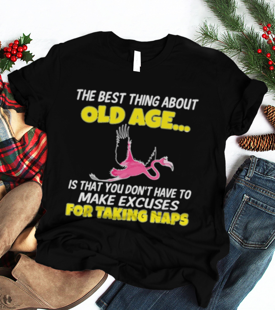 The Best Thing About Old Age Is You Don't Have To Make Excuses For Taking Naps Flamingo T-Shirt