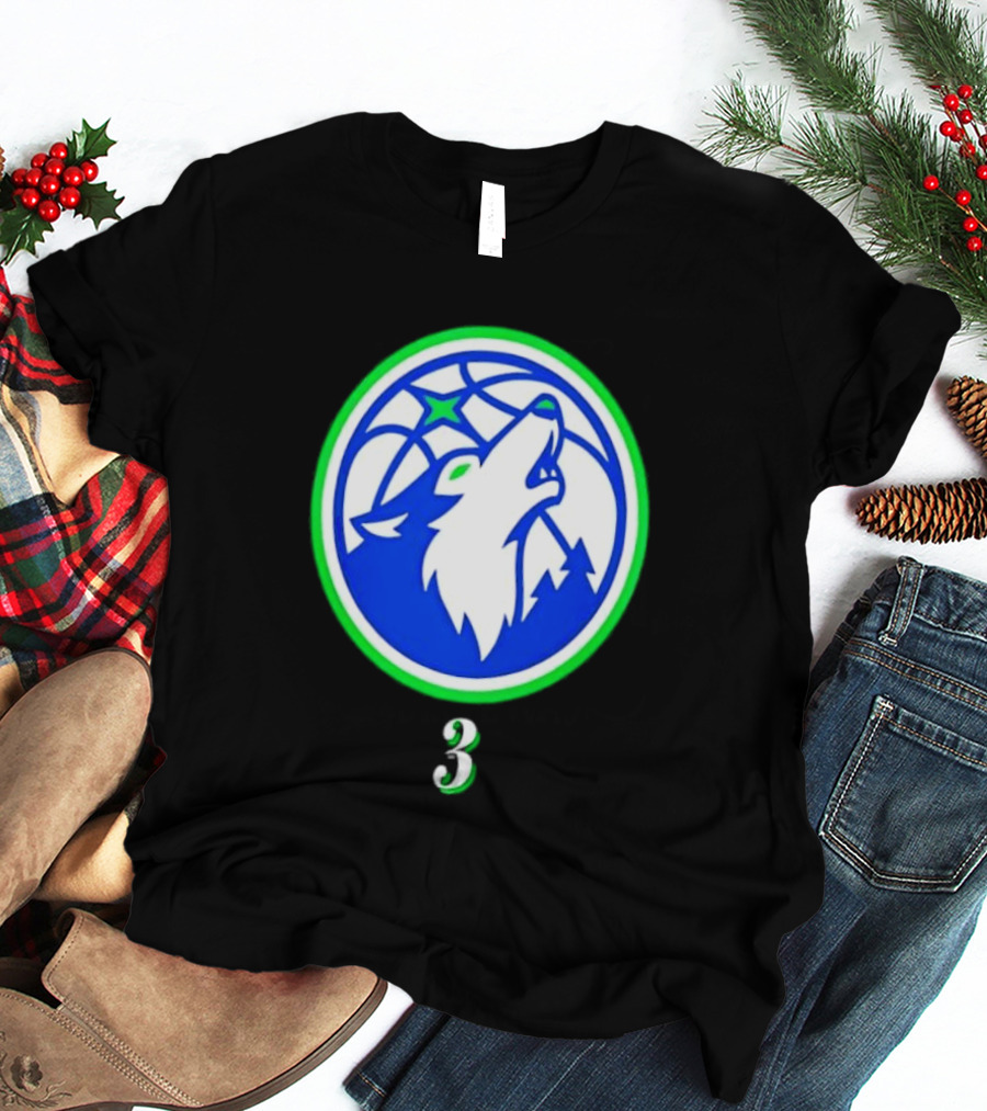 Jaden McDaniels Minnesota Timberwolves 3 Wolf Basketball T-Shirt
