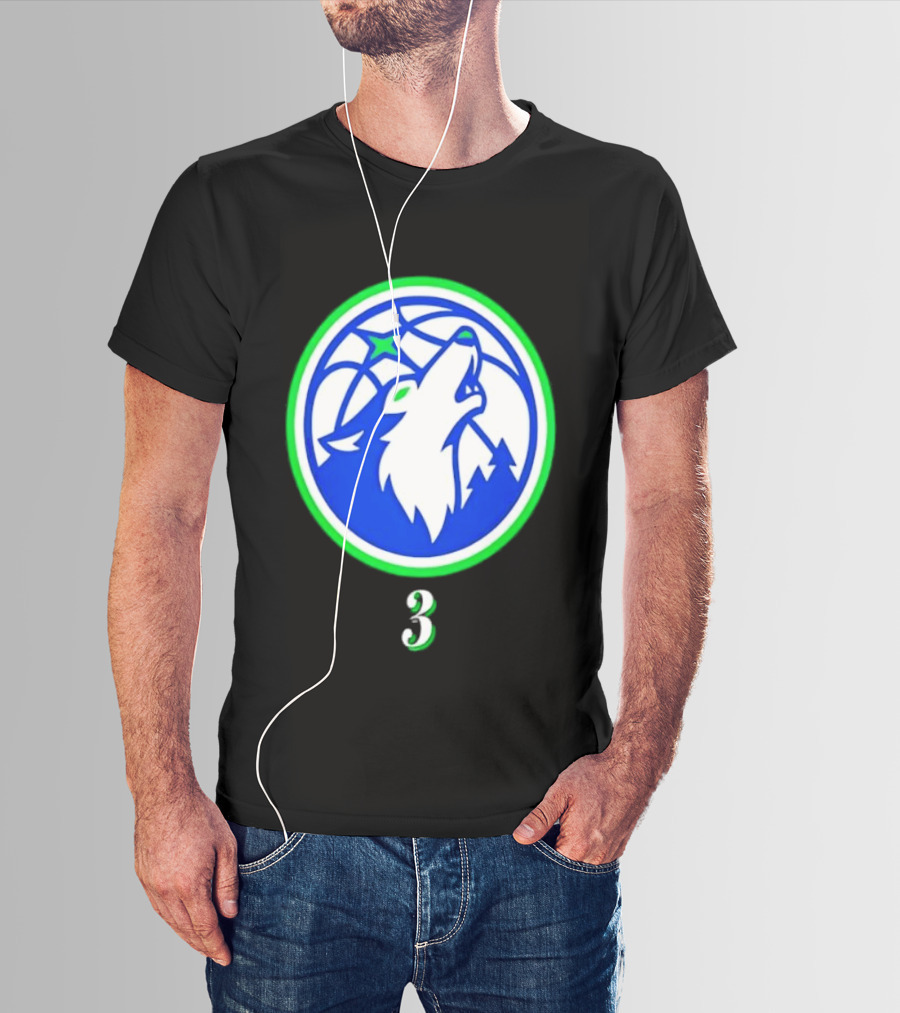 Jaden McDaniels Minnesota Timberwolves 3 Wolf Basketball T-Shirt
