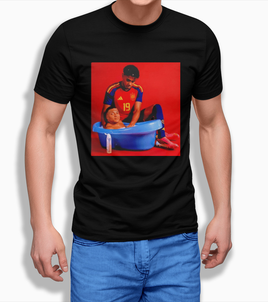 Kylian Mbappe Lamine Yamal Spain Soccer Bath Comedy Scene T-Shirt
