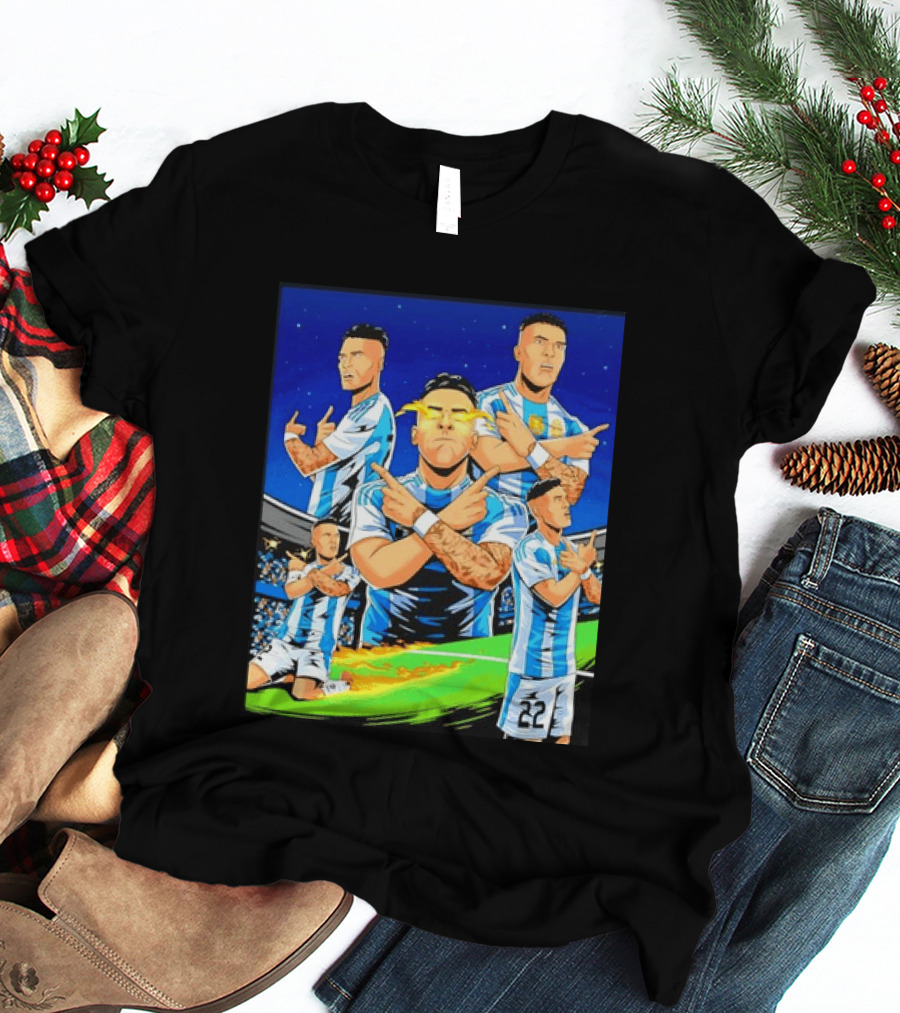 Lautaro Martinez Argentina National Team Collage Soccer Star Celebration T-Shirt