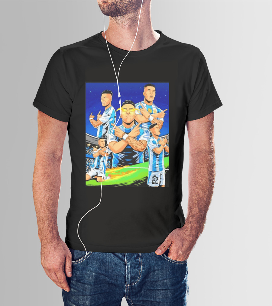 Lautaro Martinez Argentina National Team Collage Soccer Star Celebration T-Shirt