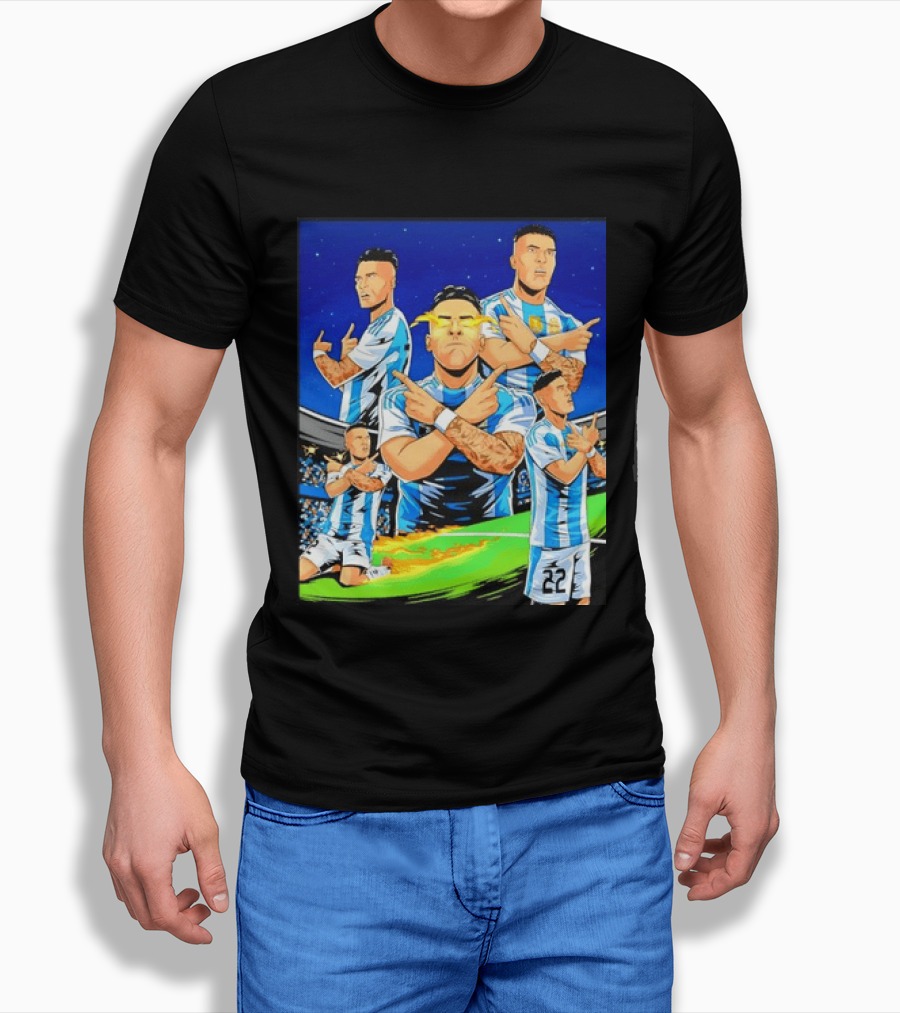 Lautaro Martinez Argentina National Team Collage Soccer Star Celebration T-Shirt