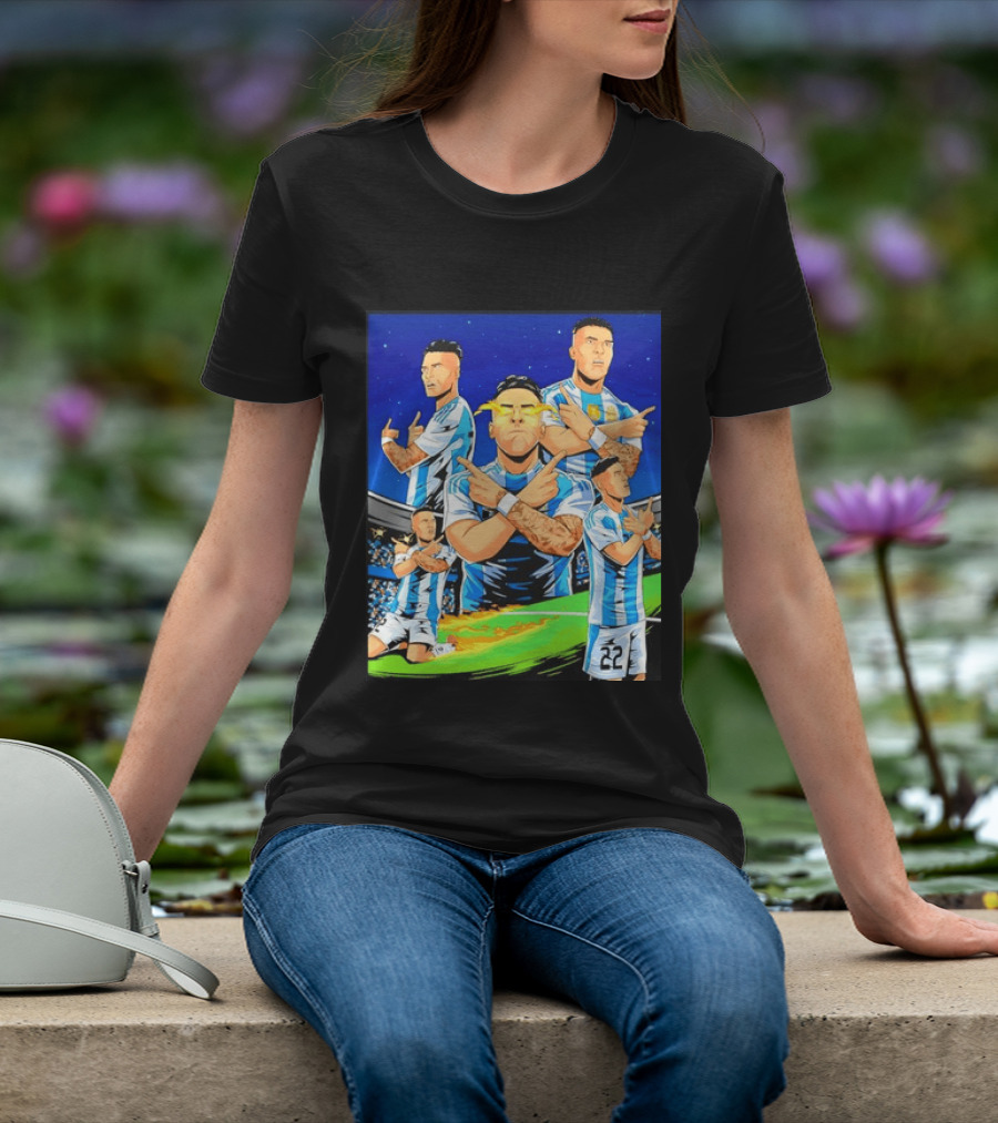 Lautaro Martinez Argentina National Team Collage Soccer Star Celebration T-Shirt