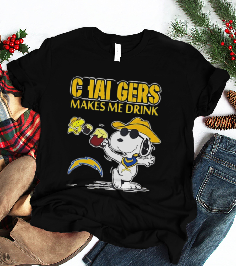 Snoopy Drinking Beer Chargers Makes Me Drink T-Shirt