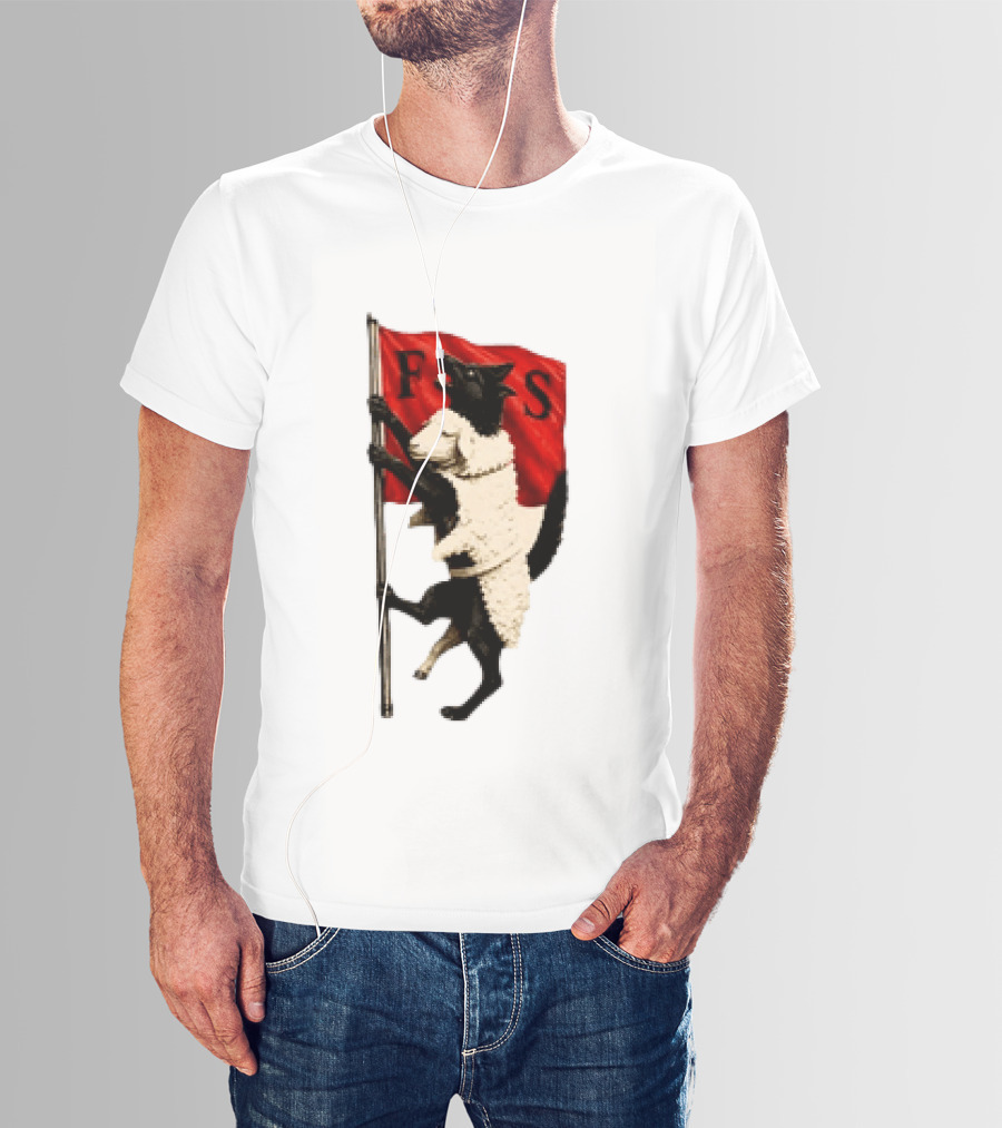 FS Black Cat Carrying Lamb Red Flag T-Shirt
