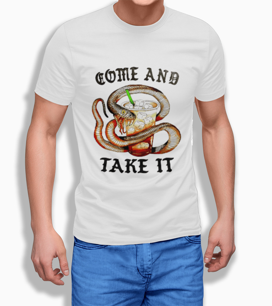 Come And Take It Snake Wrapped Around Iced Coffee Cup T-Shirt